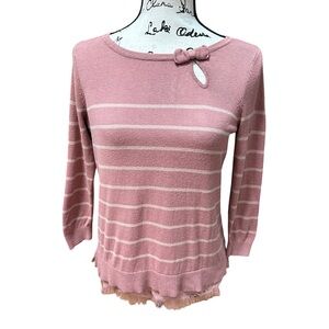 LC Lauren Conrad Dusty Pink Striped Knit Top Size M